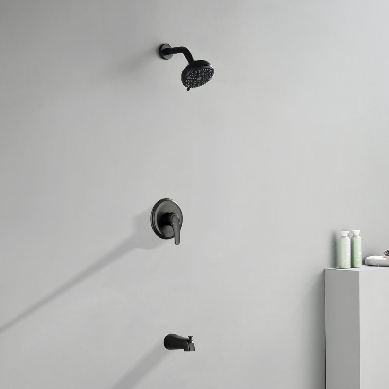Tub & Shower Faucet with Rough in-Valve, Matte Black