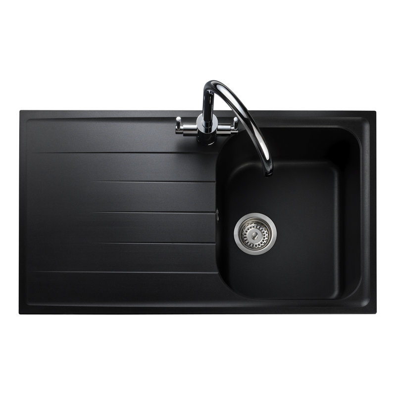 Amethyst Single Bowl Inset Kitchen Sink, Ash Black