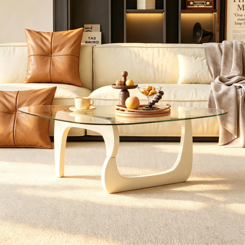 Table basse 51 po en verre massif, Blanc