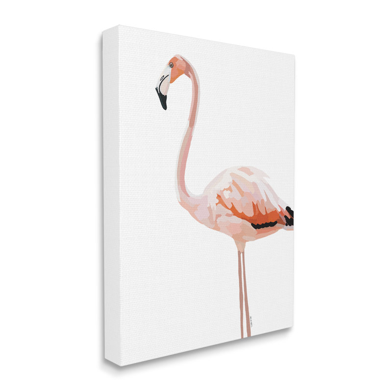 Tropical Pink Flamingo Bird Wrapped Canvas Wall Art