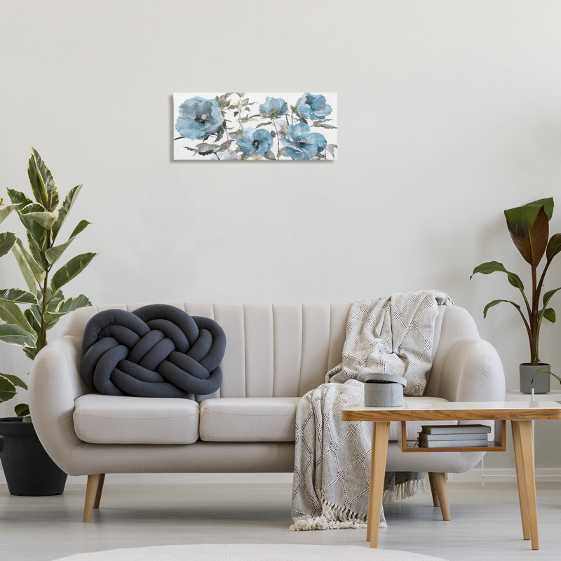 «Blue Poppies on Canvas» par Theresa Heidel, H 10 po x l 24 po