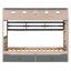 Lit superposé simple gris de style château avec 2 tiroirs, tablette et lumières DEL-1497605667-1497605672
