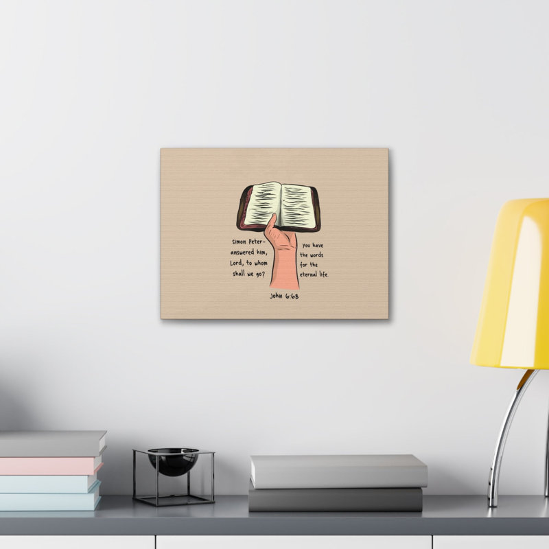 Jean 6: 68 «Lord To Whom Shall We Go Bible Verse», toile, art mural chrétien, H 12 po x l 16 po