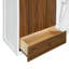 Lit escamotable double pleine grandeur avec placard, tiroirs et table, blanc-1543035186