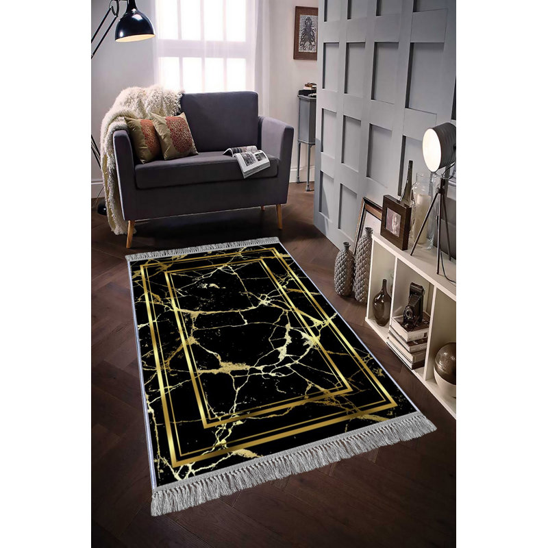 Luxurious Velvet Area Rug (4.6 x 7.2 ft), 100% Antibacterial Fabric, Non-Slip Cotton Backing, Pile Height: 0.4 in | Machine Washable, 3D Digital Print Design | Perfect for Living Room & Bedroom Decor, Soft & Durable