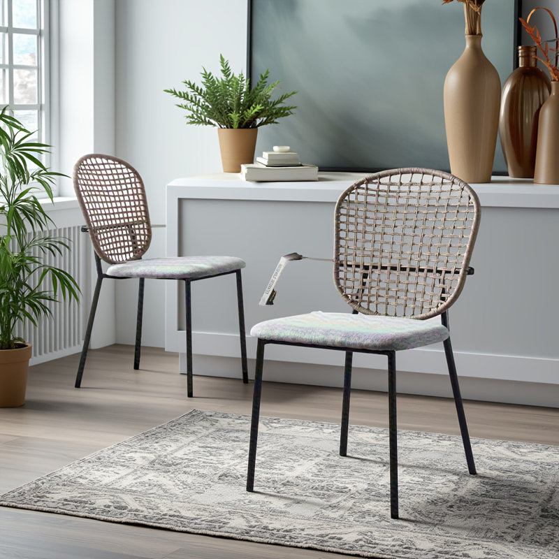 Chaises de salle à manger en métal tissé (ensemble de 4) - Assemblage durable et facile