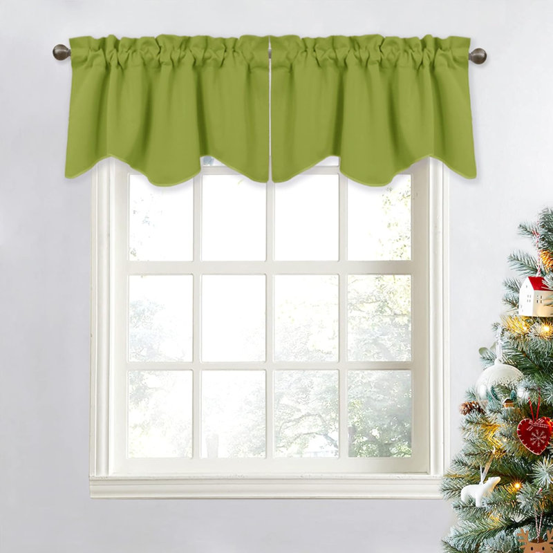 Thermal Room Darkening Valance - Short Curtain 52 Inches By 18 Inches Scalloped Valance For Living Room, Kids Room, Dorm, Nursery, Kitchen, Bow Window (Single Panel)
