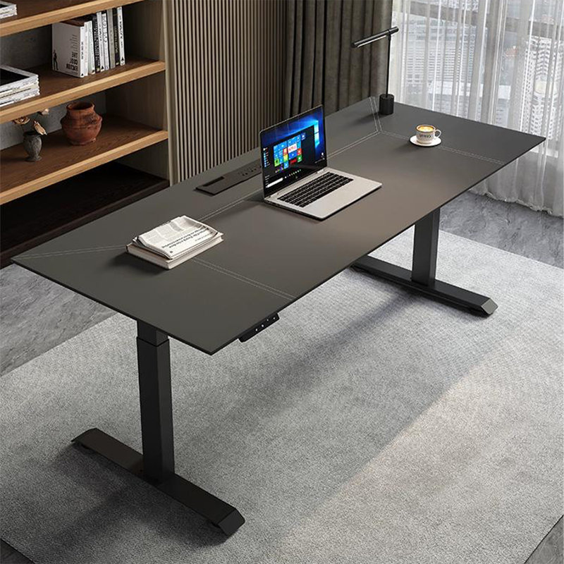 Bureau moderne noir électrique à hauteur réglable, H 25,59 po x l 55,12 po x P 27,56 po