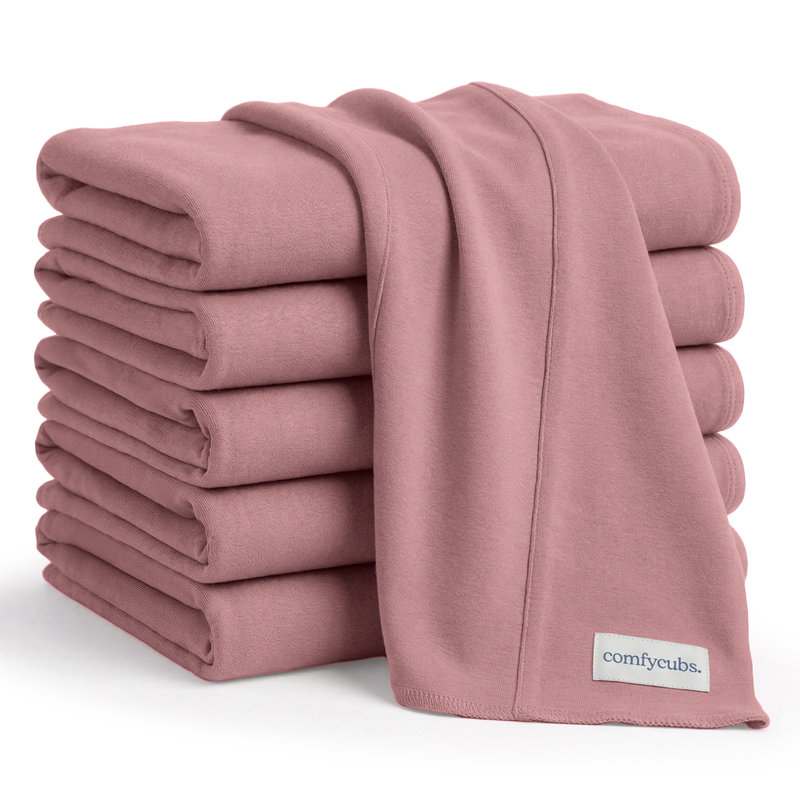 Cotton Burp Cloths 100% Cotton Bath Towels, Mauve