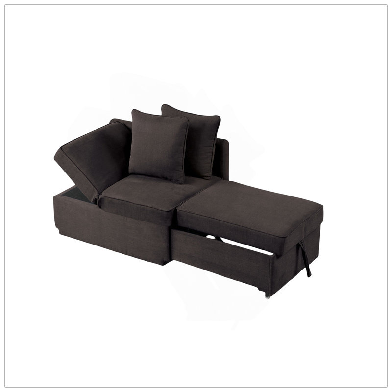 Chaise convertible polyvalente pour différents espaces avec coussins d'appui-tête réglables, Gris
