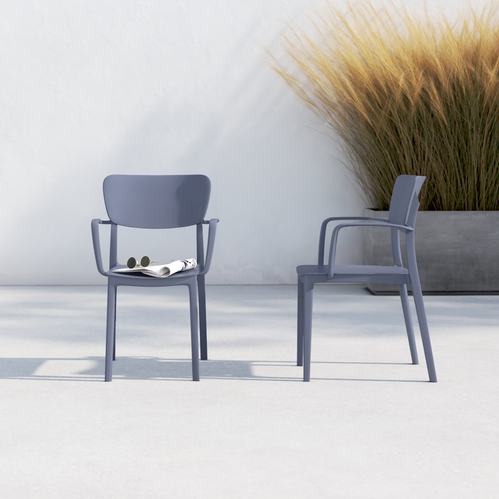 Farrah Stackable Patio Armchair, Dark Gray