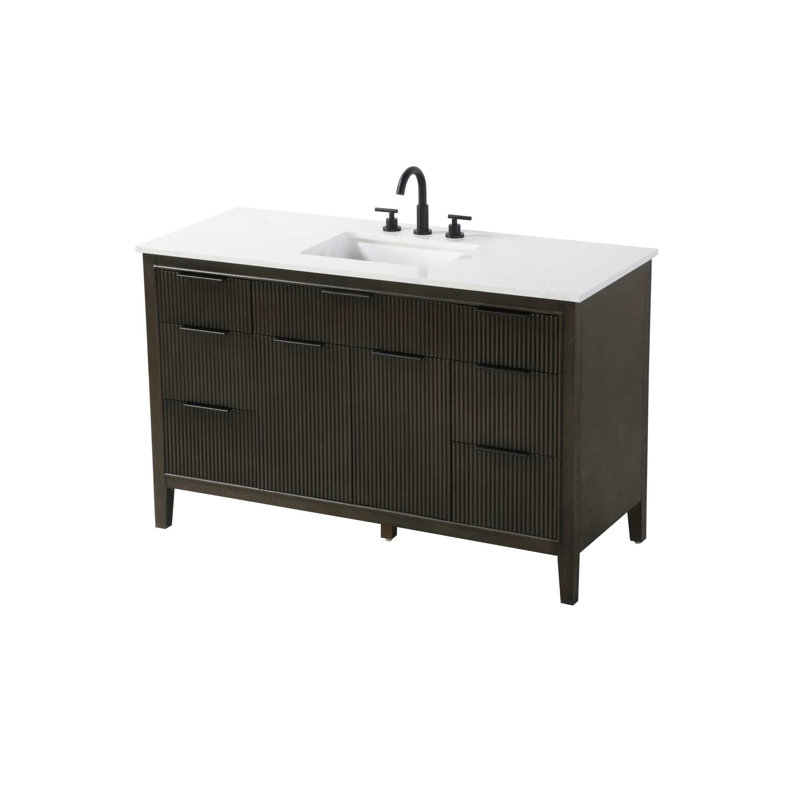 Meuble-lavabo simple 54 po en chêne chocolat, 54", Chêne chocolat