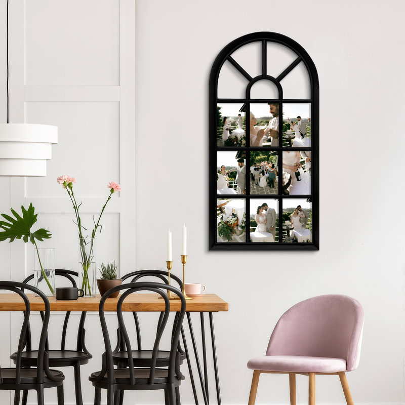 Arched Window 9 Opening Collage Photo Frame for Wedding Pictures, Black