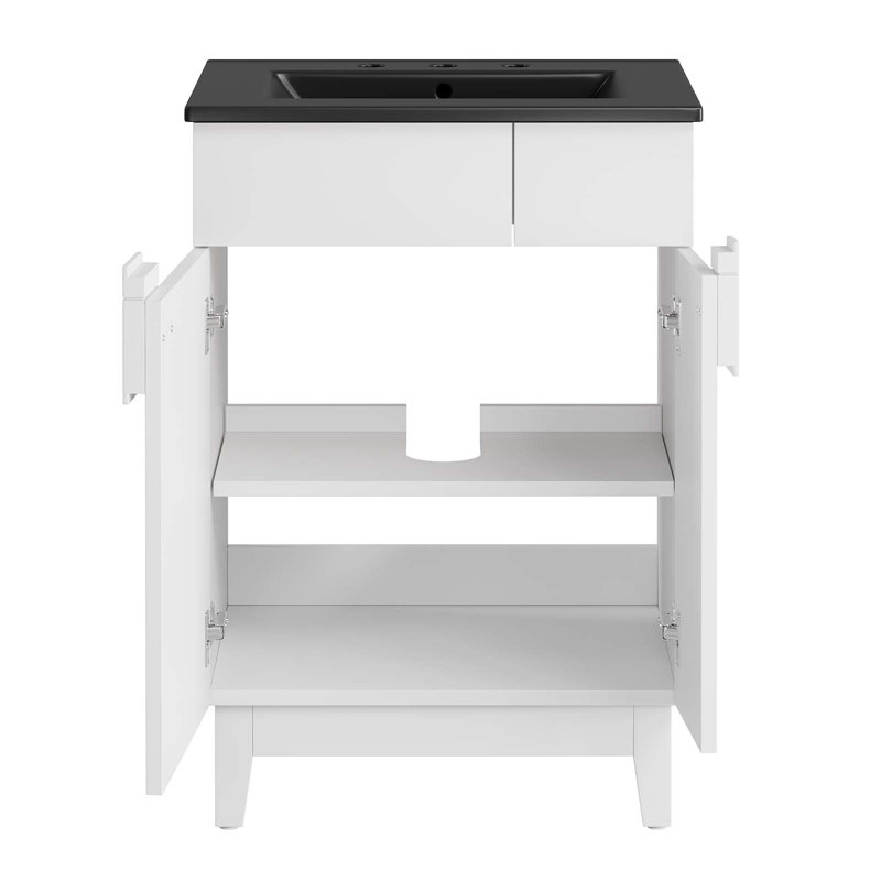 Modway Miles 24'' Free Standing Single Bathroom Vanity with Ceramic Top, White