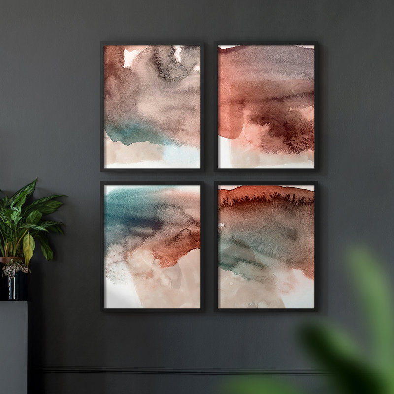 «Clean Contour III», 4 pièces sur papier, Noir, H 14 po x l 44 po