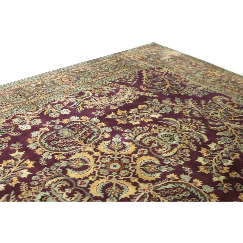 Hand Knotted Wool Area Rug in Red And Brown