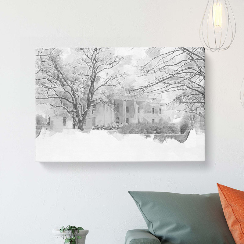 Wintertime View Of The White House In Abstract - Wrapped Canvas, 50cm H x 76cm W x 3cm D