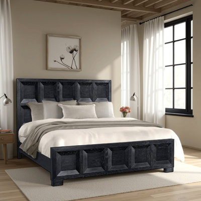 Lit Kizie, panneaux encastrés Modern Classic, bois massif
