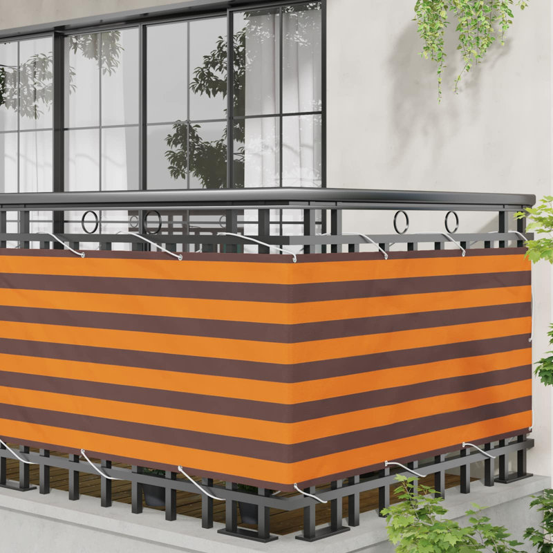 Vidaxl Balcony Screen Outdoor Privacy Screen Fence Patio Screen Oxford Fabric, 200cm W x 75cm D, Orange/Brown