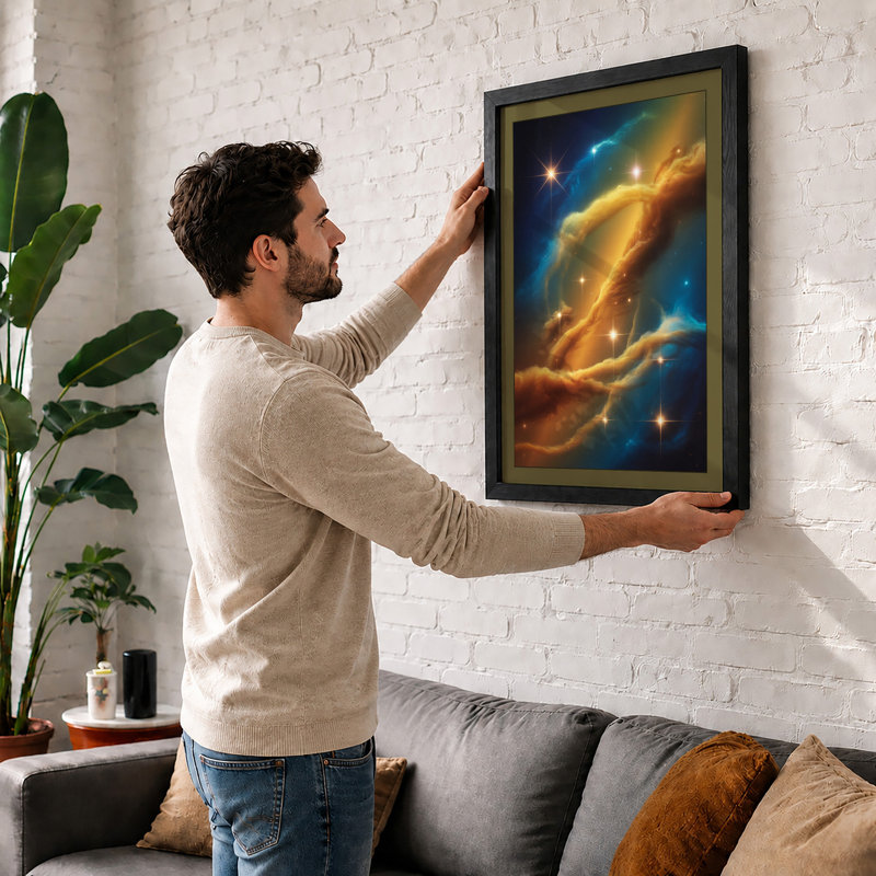 Cosmic Hands Modern - Framed Print, A1 - 84.1 x 59.4 cm, Oak