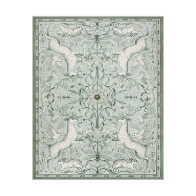Goldene Goldene Morris Inspired Woodland Animal Washable Area Rug with Non-Slip Backing for Living Room, Bedroom and Kidsroom