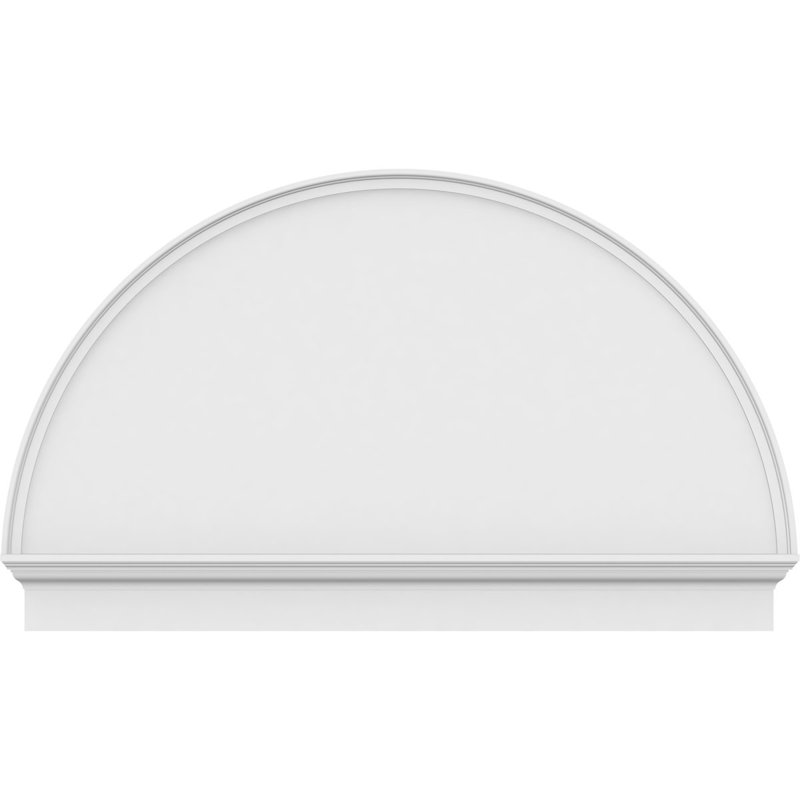 58"W x 35-3/4"H x 2-3/4"P Half Round Smooth Architectural Grade PVC Combination Pediment, 35-3/4" H  x 58" W  x  2-3/4" D
