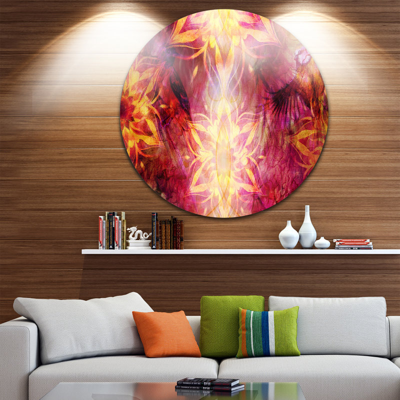 «Titmouse Birds and Golden Mandala», impression, H 38 po x l 38 po x P 1 po, Métal