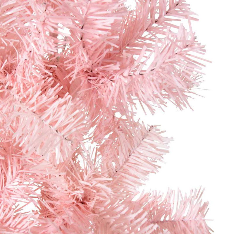 Moitié de sapin de Noël artificiel avec support, 70,9 po x 19,3 po, Rose