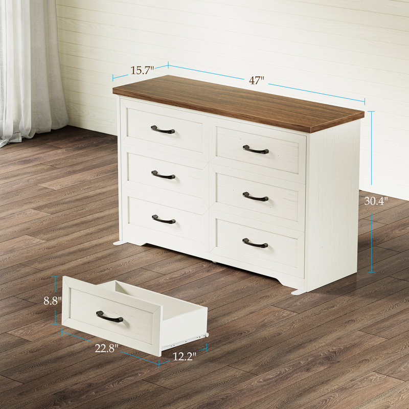 Ensemble de chambre à coucher 3 pièces Lancaster - Commode 7 tiroirs, commode 6 tiroirs et 2 tables de chevet avec rangement pour tiroir et tablette