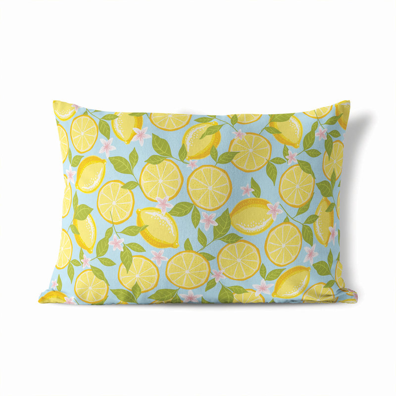 Coussin lombaire d'extérieur Lemons Coastal, Bleu