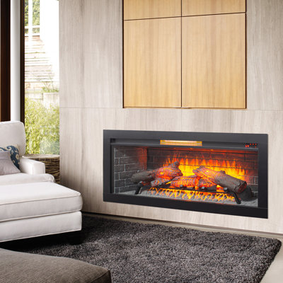 Foyer électrique encastrable de 42 pouces, système de contrôle tactile, mécanisme de coupure de surchauffe, 400 pieds carrés Pi. Zone de chauffage, 4 niveaux de luminosité avec audio de style occidental, minuterie de 8 heures