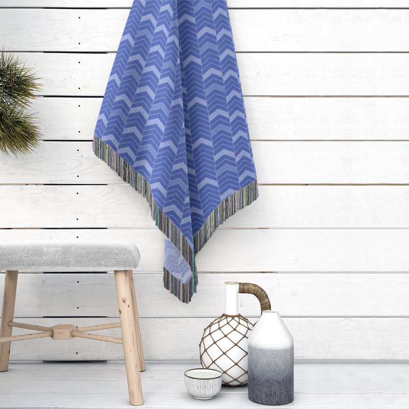 Couverture en coton tissé Rhonda, l 37 po x L 52 po, Bleu foncé