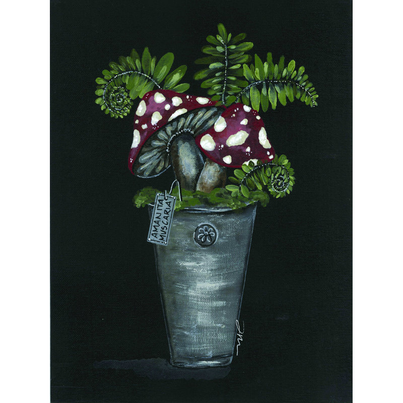 Toadstool - peinture sur toile tendue, H 16 po x l 12 po