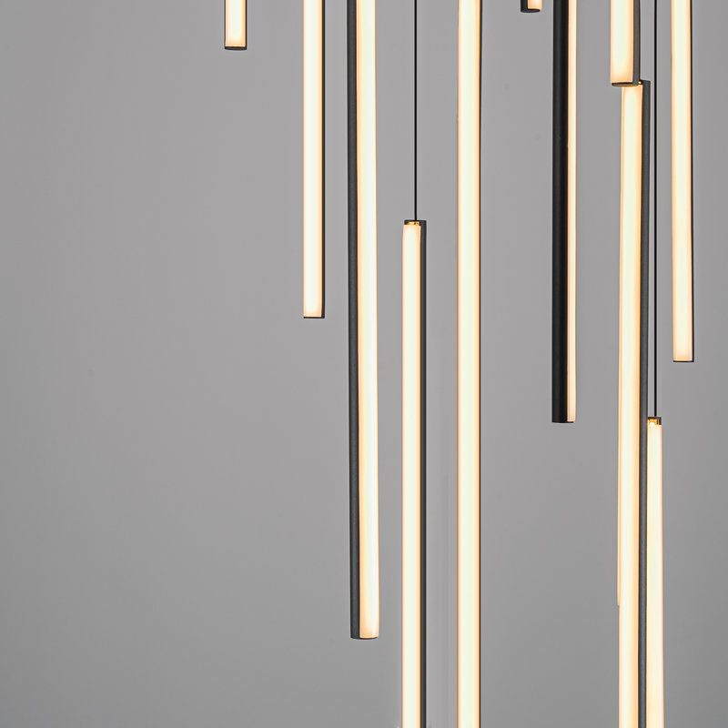Luminaire suspendu Caylah, Noir, H 120 po x l 27,5 po x P 27,5 po