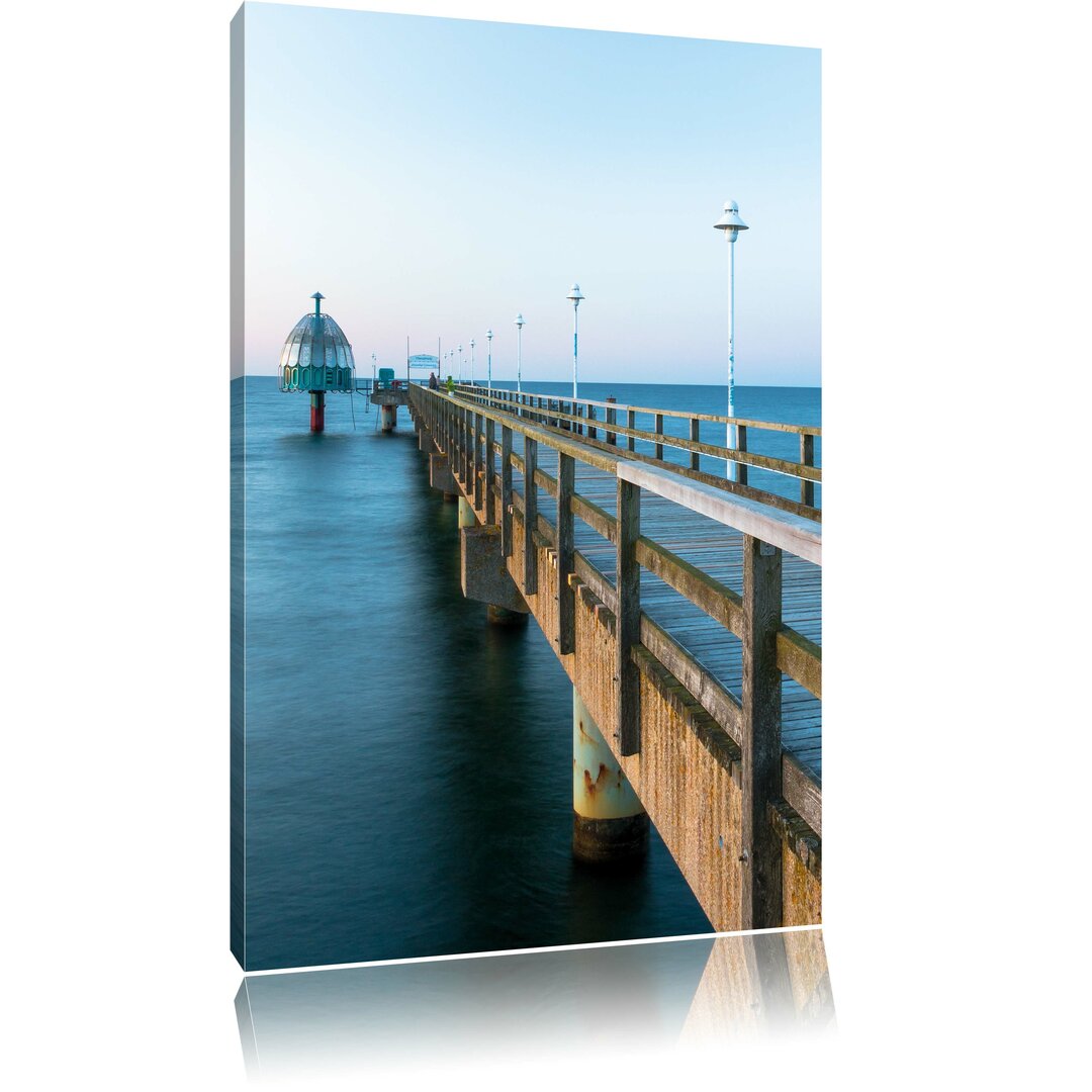 Leinwandbild Pier Steg ins Meer Sonnenuntergang Strand Wasser, Fotodruck