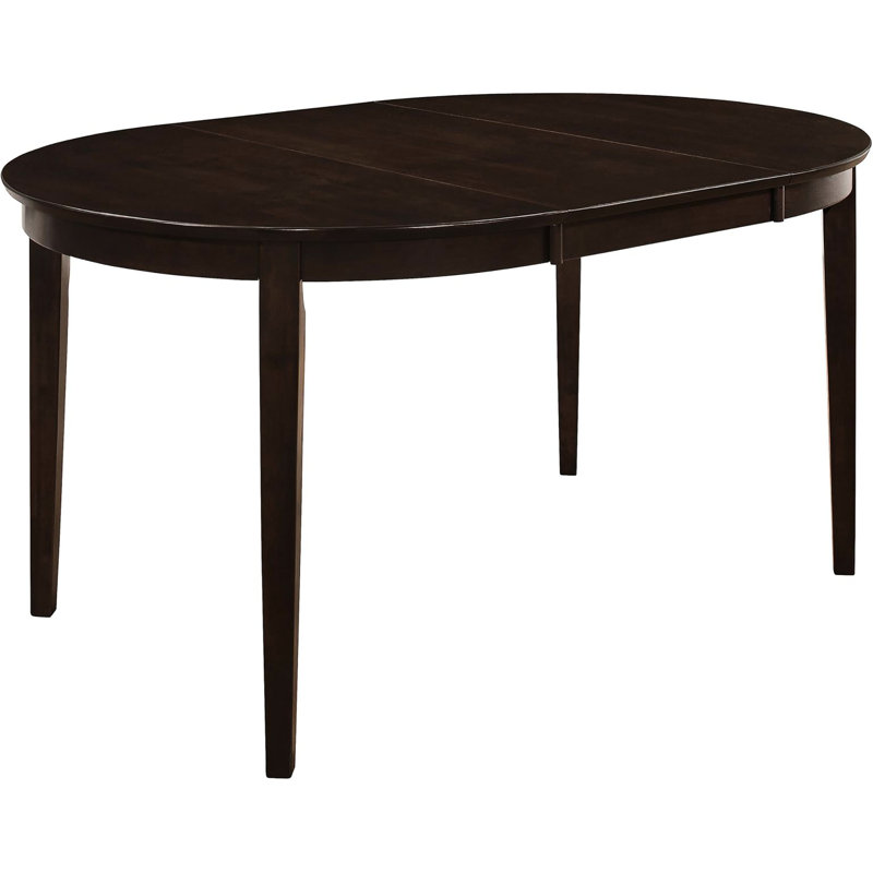Table de salle à manger ovale Cappuccino avec rallonge intemporelle, cappuccino, bois franc asiatique, aspect moderne