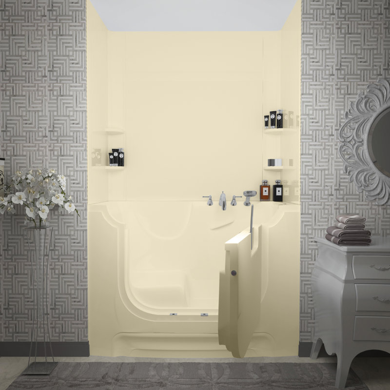 HandiTub 60" x 30" Walk in Soaking Bathtub, Biscuit, Right