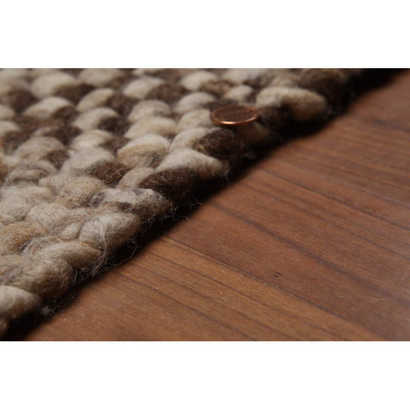 Tapis de zone en laine beige/brun 4 pi x 6 po à la main one-of-kind noué la Balis