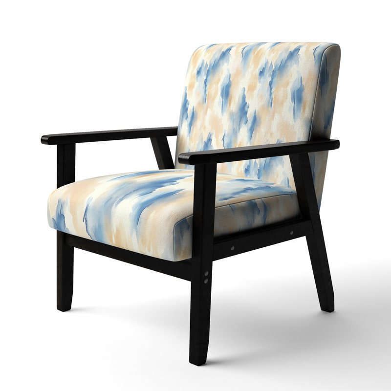 Chaise rembourrée Coastal, Accoudoirs carrés noirs