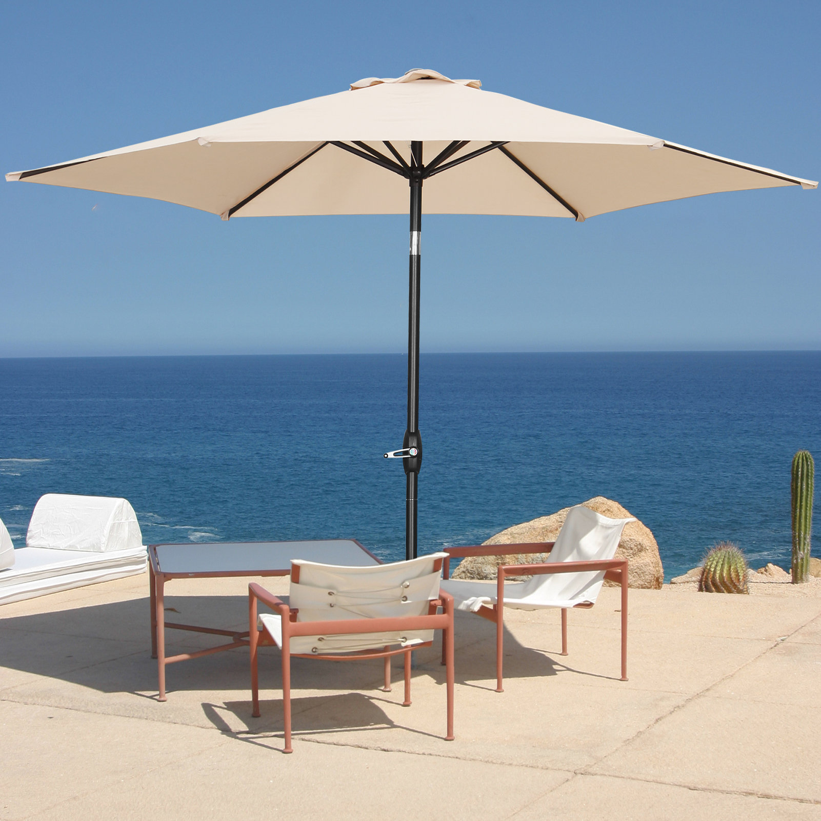 Arlmont & Co. 9ft Outdoor Patio Umbrellas with Tilt and Crank | Wayfair Arlmont & Co. 9ft Outdoor Patio Umbrellas with Tilt and Crank | Wayfair