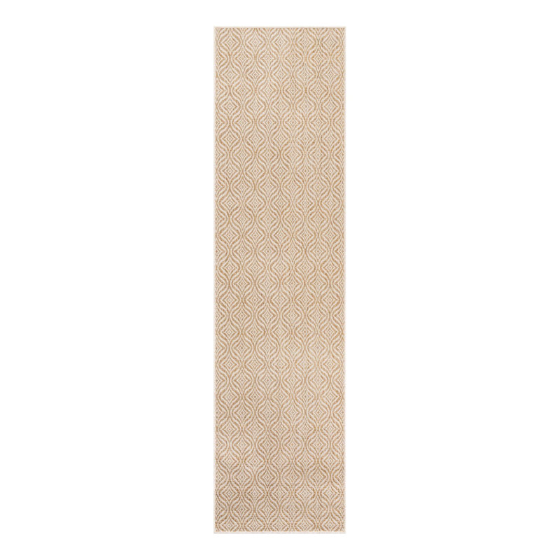 Loganville Geometric Tan/Ivory Indoor/Outdoor Area Rug, Runner 2'7" x 10'