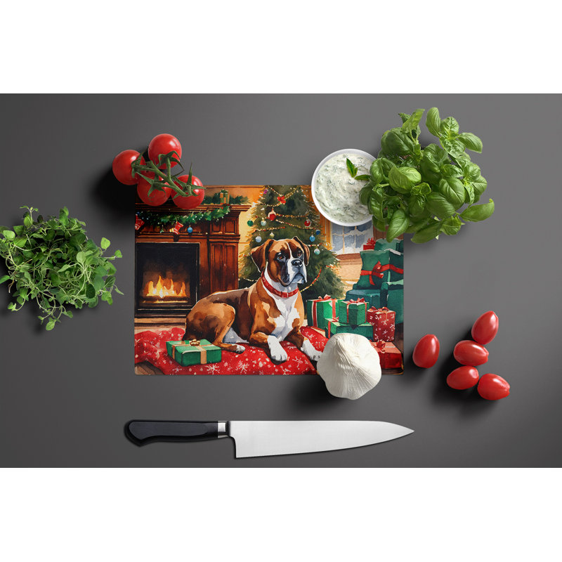 Grande planche à découper en verre Boxer Cozy Christmas