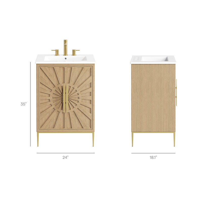 Meuble-lavabo de 24 po Awaken, Chêne, Blanc
