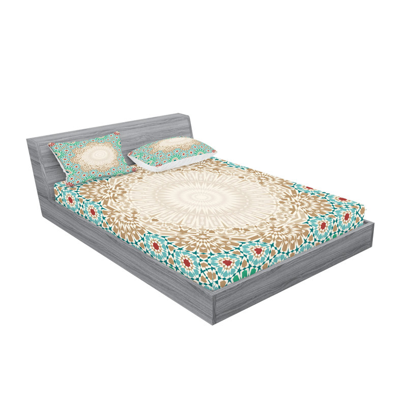 Multicolore drap-housse et coussin décoratif Ambesonne Boho, Ensemble de draps pour très grand lit californien