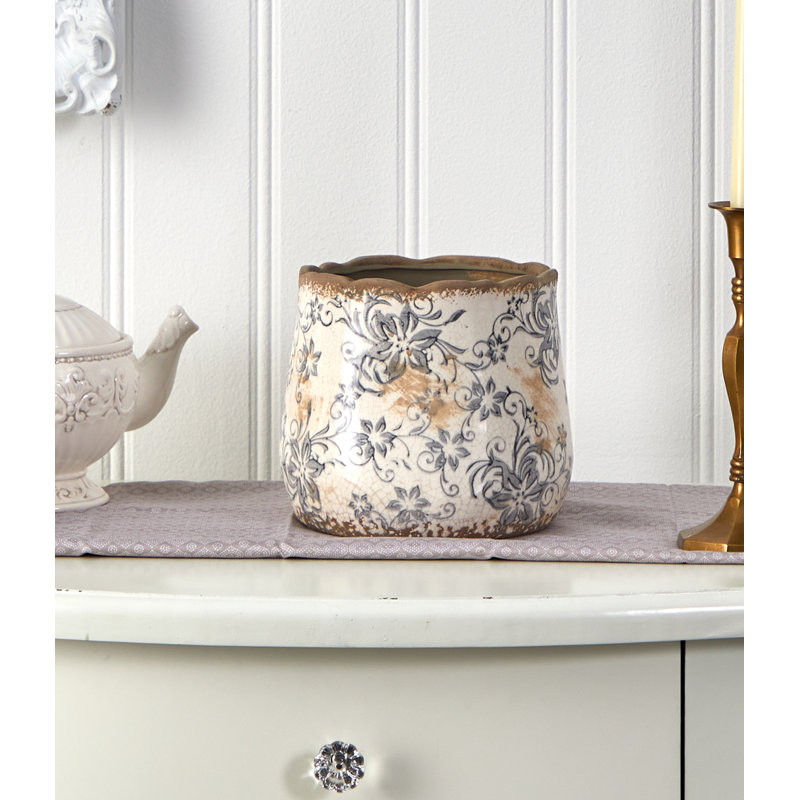 Pot à fleurs en céramique Wulfram, H 6,25 po x l 7 po x P 7 po