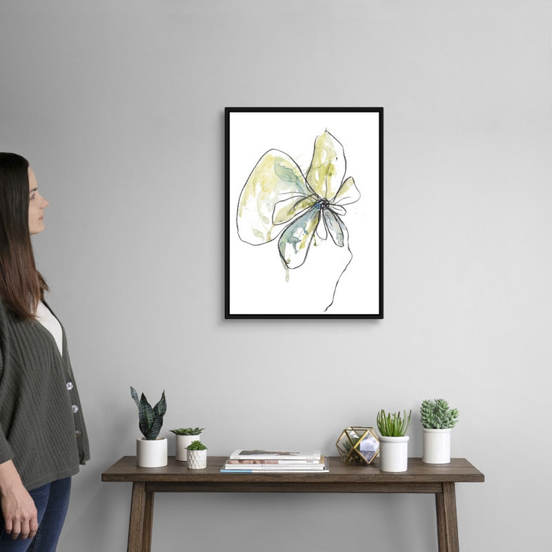 Reproduction d’art sur toile, "citron modern Botanical" par Jan Weiss, 26" H x 20" W x 1.75" D, Cadre noir