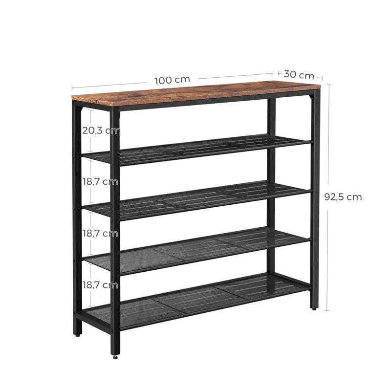 16 Pair Shoe Storage Bench, Rustic Brown