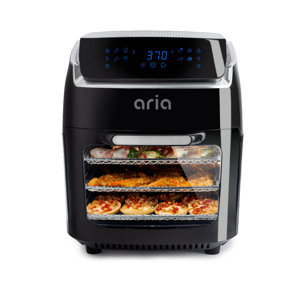 ARIA 10Qt White Air Fryer Oven with Rotating Rotisserie