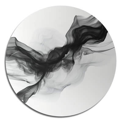 Monochrome Drift - Abstract Round Metal Wall Art