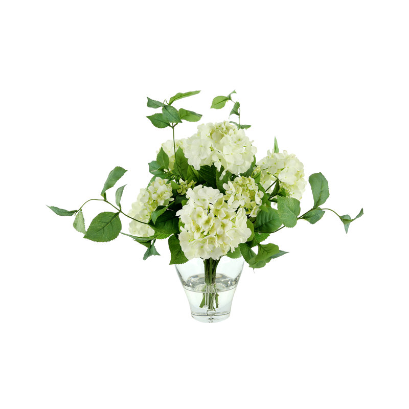 Arrangement d'hortensias en polysilk dans un vase